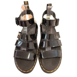 Doc Martens Blaire Black Patent Leather Platform Gladiator Sandals Womens 7
